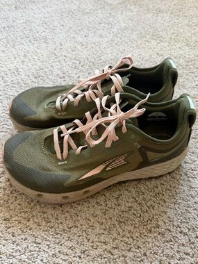 Altra Timp 4 Dusty Olive Green & Pink Trail Running Shoes 10
